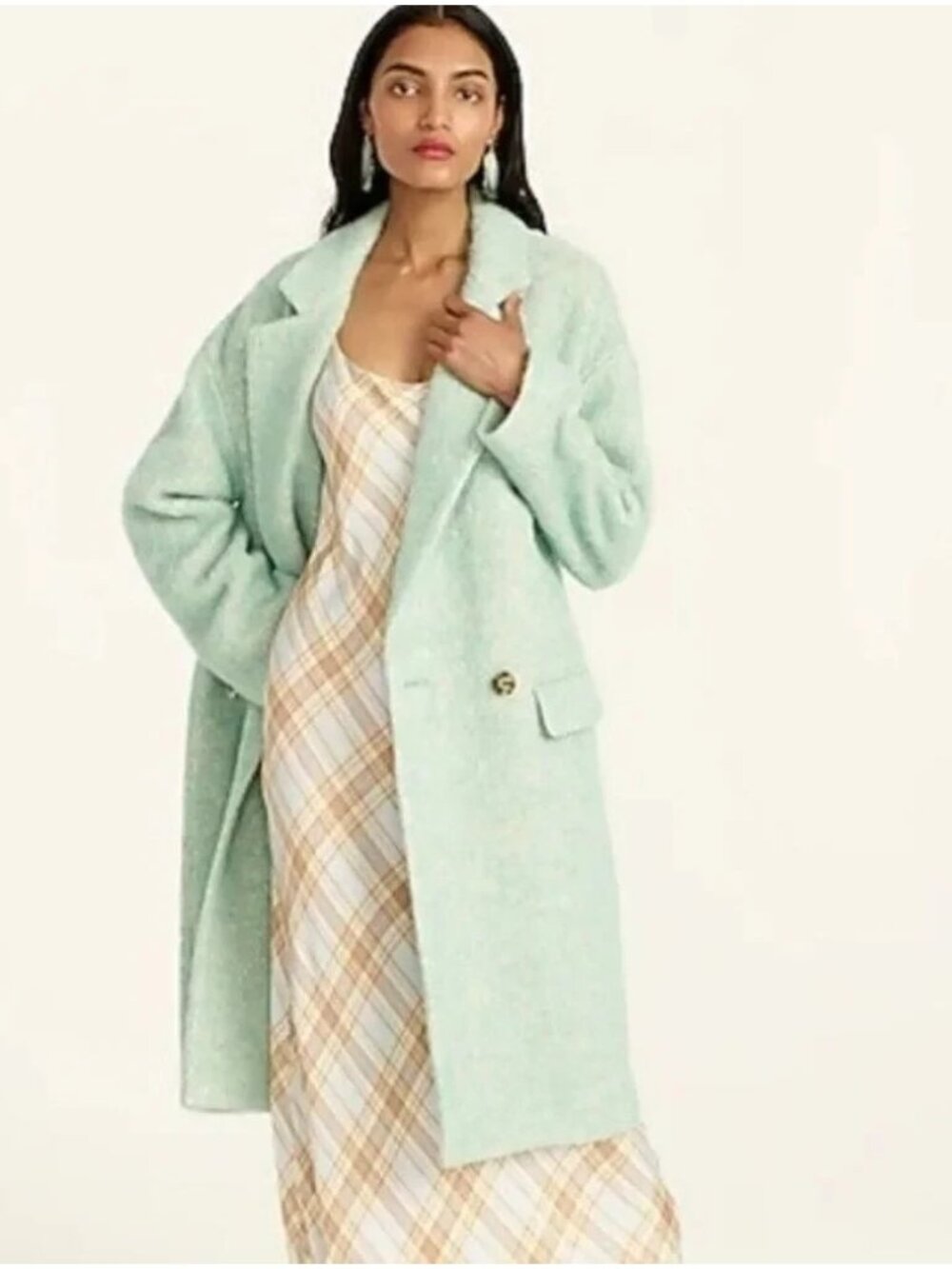 NWT J.Crew Relaxed Topcoat in Wintermint Italian Brushed Wool Oversized Coat S - Picture 1 of 11